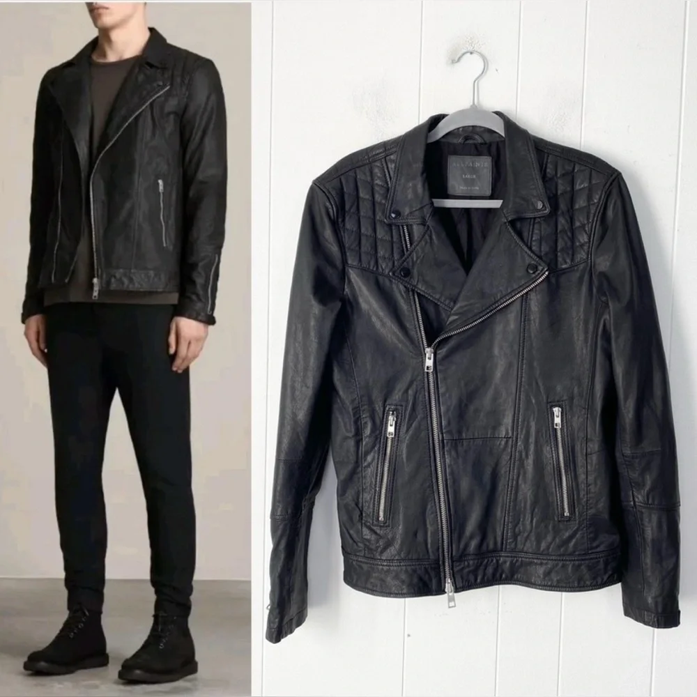 All Saints Kushiro Leather Biker Jacket Medium